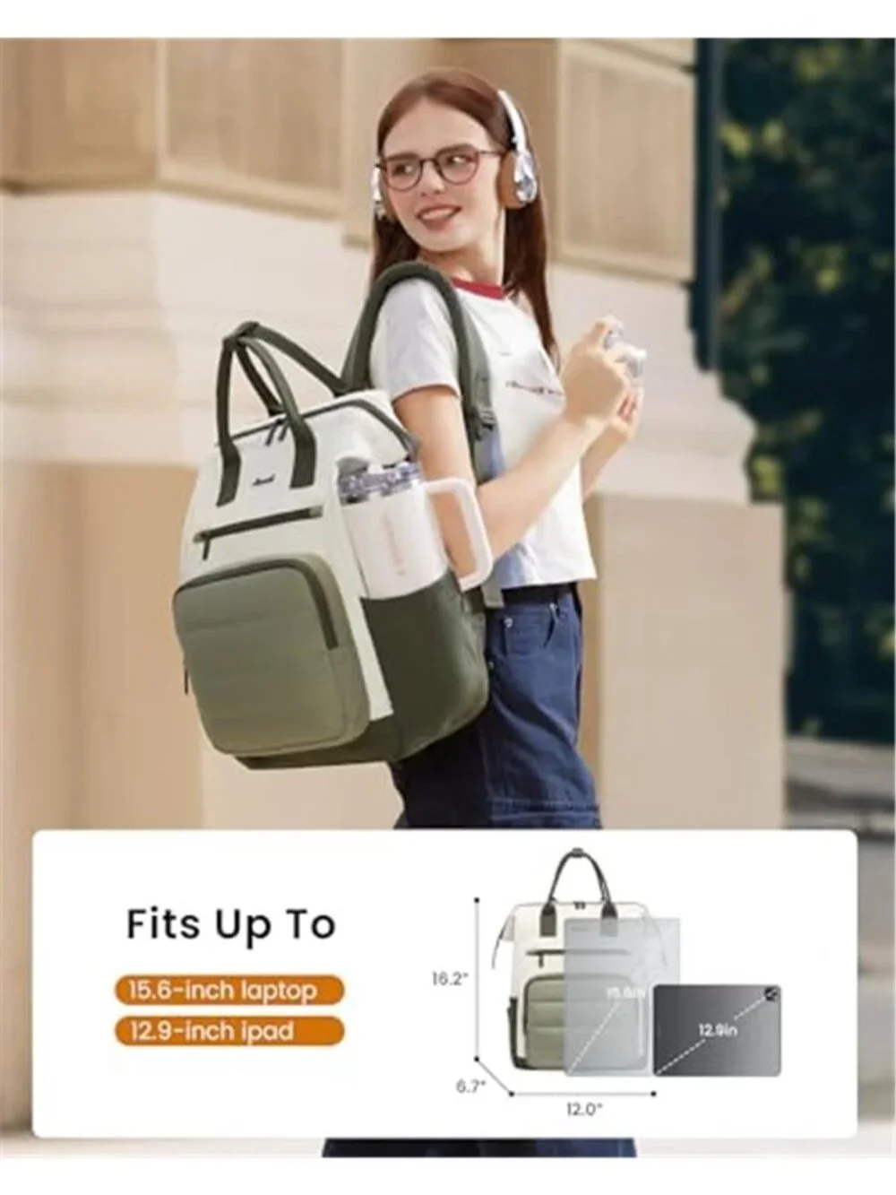 Womens Laptop Backpack Travel Work School Computer Bookbag 15.6 Inch Black